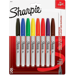 MARCADOR PERMANENTE SHARPIE FINO 8 COLORES SURTIDO (1807740)