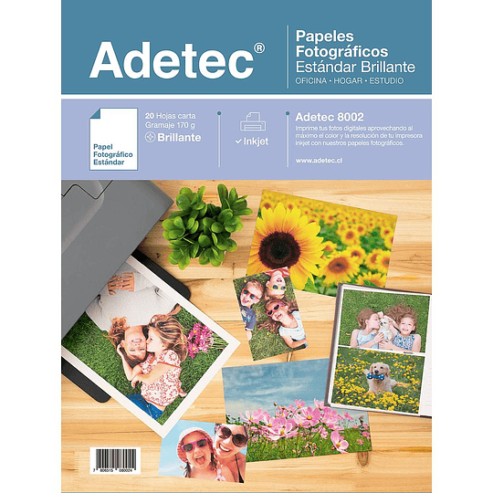 PAPEL FOTOGRAFICO ADETEC 170 Grs 20 Hjs CARTA BRILLANTE 