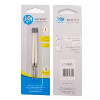 REPUESTO BOLIGRAFO JM IMPORT PARKER PASTA MEDIO NEGRO 2UN. 1