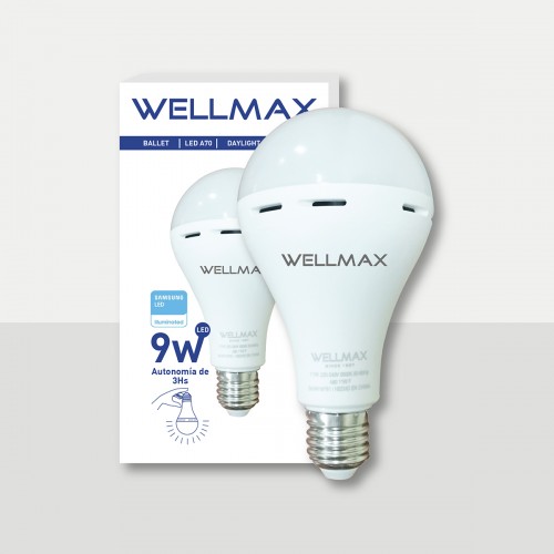 AMPOLLETA LED EMERGENCIA WELLMAX 9W LUZ FRIA 1