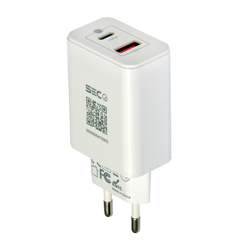 CARGADOR DE CELULAR TECMASTER CARGA RAPIDA 45W TIPO C/USB A TM-200540-WH  1