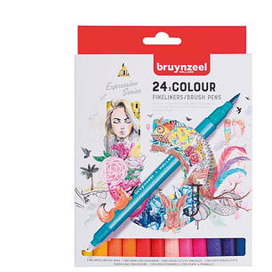 MARCADOR DOBLE PUNTA FINO 24 COLORES BRUYNZEEL FINELINERS