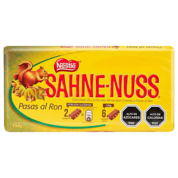 CHOCOLATE SAHNE NUSS PASAS AL RON 250 GRS.