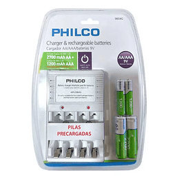 CARGADOR DE PILAS PHILCO INCLUYE 2 PILAS AAA Y 2 PILAS AA