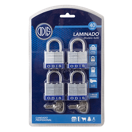 CANDADO LAMINADO ODIS X4UNID. LLAVES IGUALES 40mm.