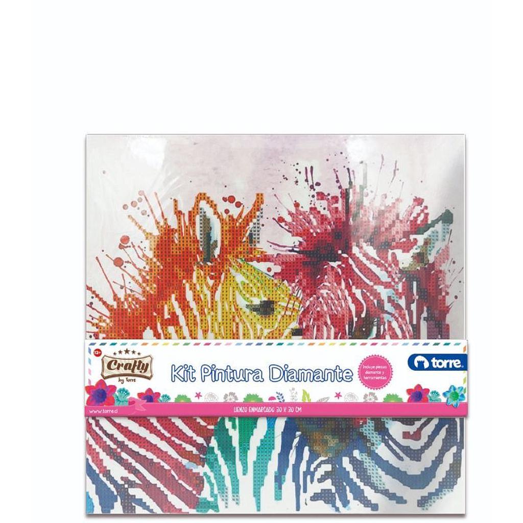 KIT PINTURA DIAMANTE TORRE CEBRAS CUADRO 30X30 CM. (DIAMANTES + HERRAMIENTAS) 1