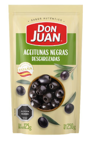 ACEITUNAS NEGRAS DESCAROZADAS DON JUAN 250 GRS. 1