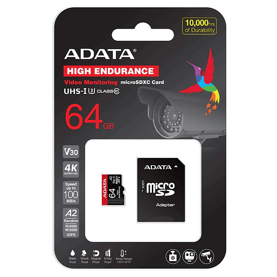 TARJETA DE MEMORIA ADATA MICRO SD 64GB V30 4K 100MB/S C/ADAPTADOR