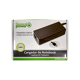 CARGADOR NOTEBOOK GENERAL POWER 29TNBLN325 LENOVO 20V/3.25A TIPO USB