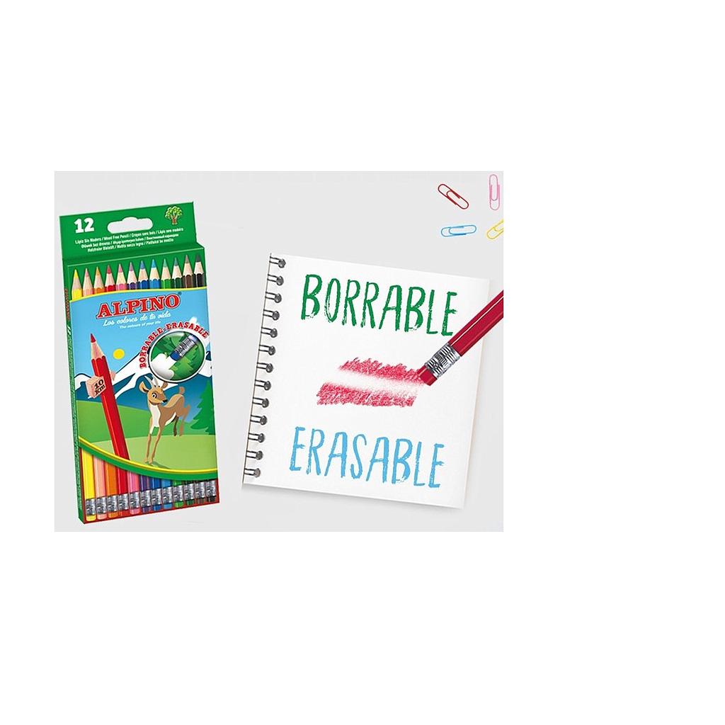 LAPICES DE COLORES ALPINO 12 COLORES BORRABLES  1