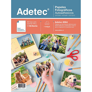 PAPEL FOTOGRAFICO AUTOADHESIVO ADETEC 180 Grs 10 Hjs CARTA BRILLANTE