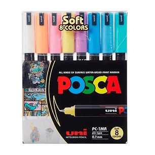 SET MARCADOR POSCA PC-1MR 0.7MM 8 COLORES PASTEL