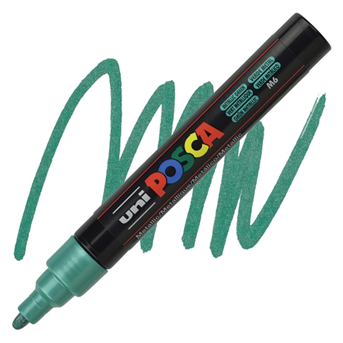 MARCADOR POSCA PC-5M VERDE METALICO 1.8 - 2.5 MM