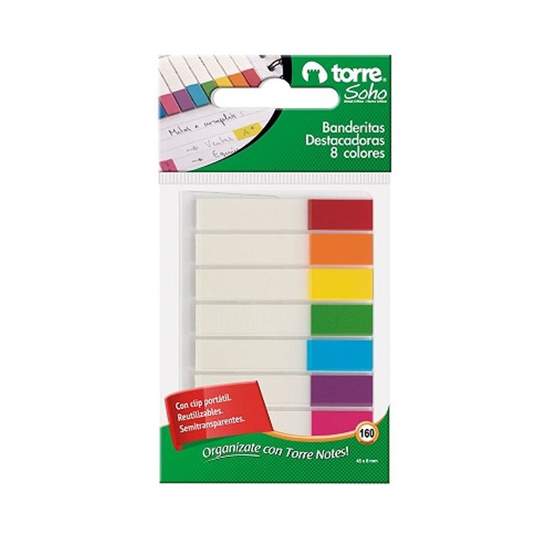BLISTER BANDERITAS TORRE DESTACADORAS 8 COLORES 160 UND.  1