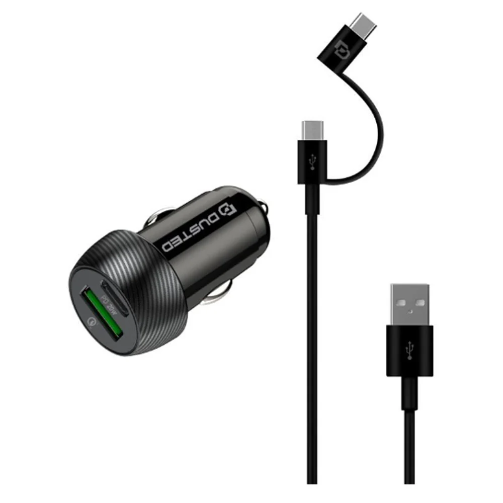 CARGADOR DE AUTO DUSTED CARGA RAPIDA 20W 2 PUERTOS USB-C Y USB-A 1