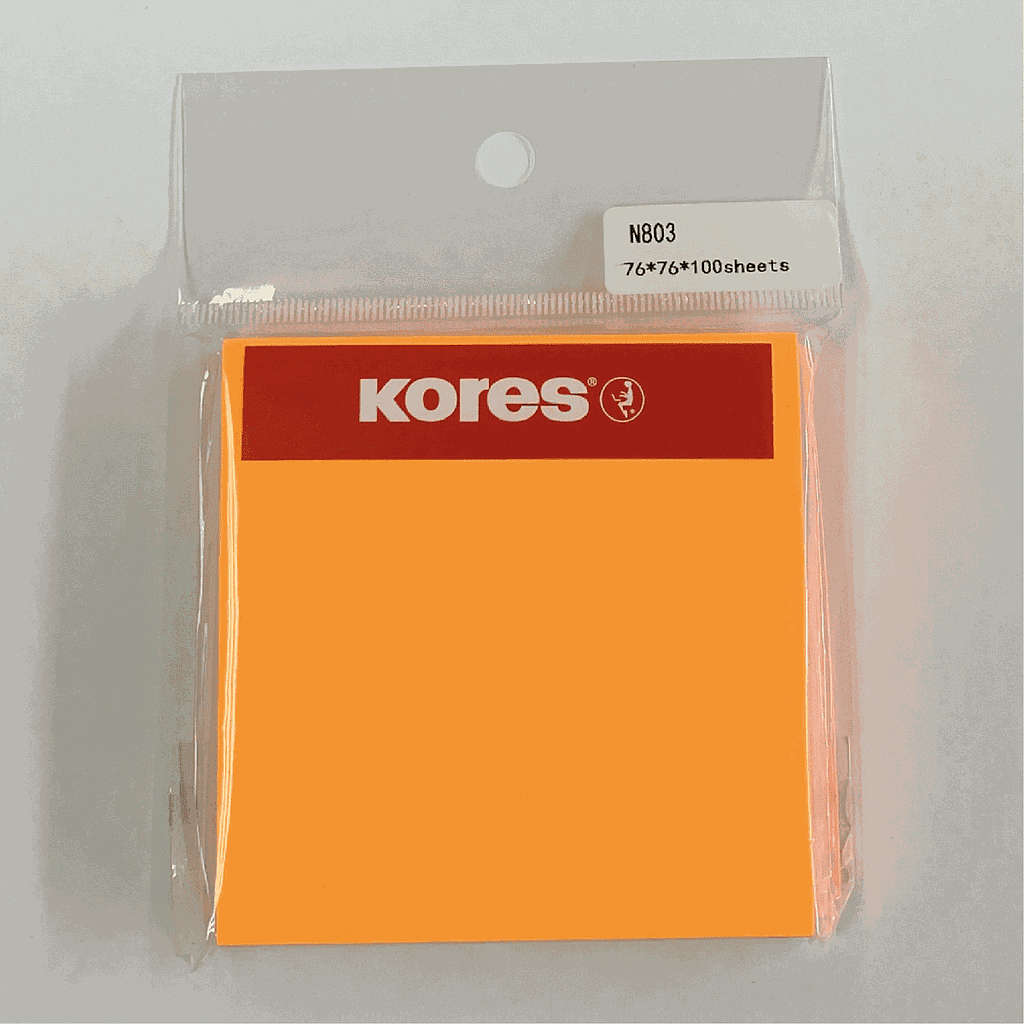TACO NOTES KORES ADHESIVO NARANJO 76 X 76 MM 100 HJS. 1