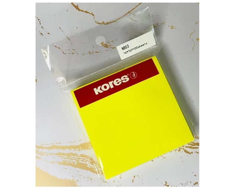 TACO NOTES KORES ADHESIVO AMARILLO  76 X 76 MM 100 HJS. 1