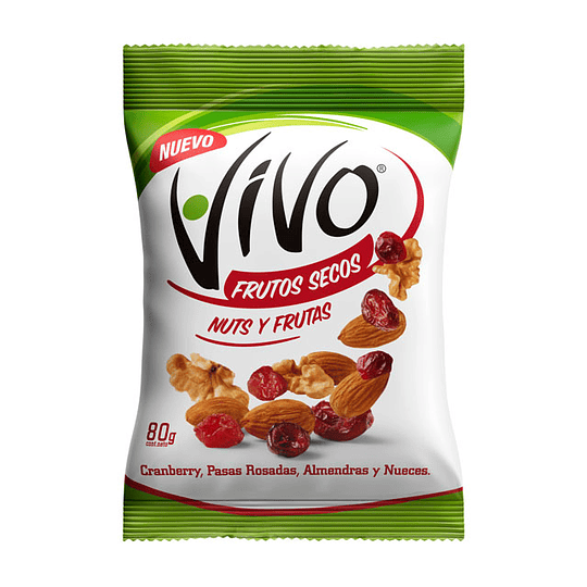NUTS FRUTOS SECOS Y FRUTAS VIVO 80 GRS.