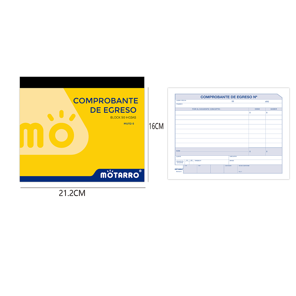 TALONARIO COMPROBANTE DE EGRESO  MOTARRO 50HJS. (MU112-5) 1