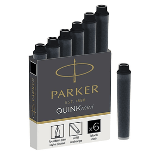 SET DE CARTUCHOS PARKER TINTA CORTA NEGRO PLUMA X 6UND. (1950407.)