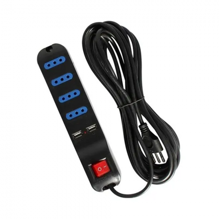 ALARGADOR MULTIPLE PHILCO 4 ENCHUFES 2 USB 1.5MTS NEGRO XT41 1
