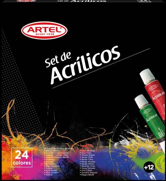 PINTURA ACRILICA ARTEL 24 COLORES 12ML. 1