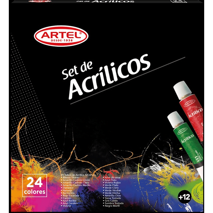 PINTURA ACRILICA ARTEL 24 COLORES 12ML.