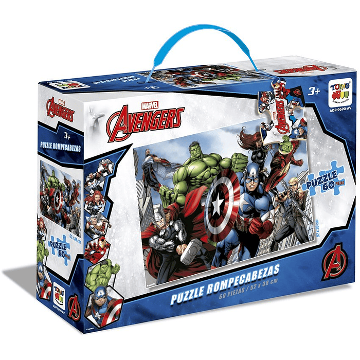 PUZZLE 60 PIEZAS AVENGERS MALETA 3+ 52X38CMS. ADP-9690-AV