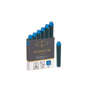 SET DE CARTUCHOS PARKER TINTA CORTA AZUL PLUMA X 6UND. (1950409)