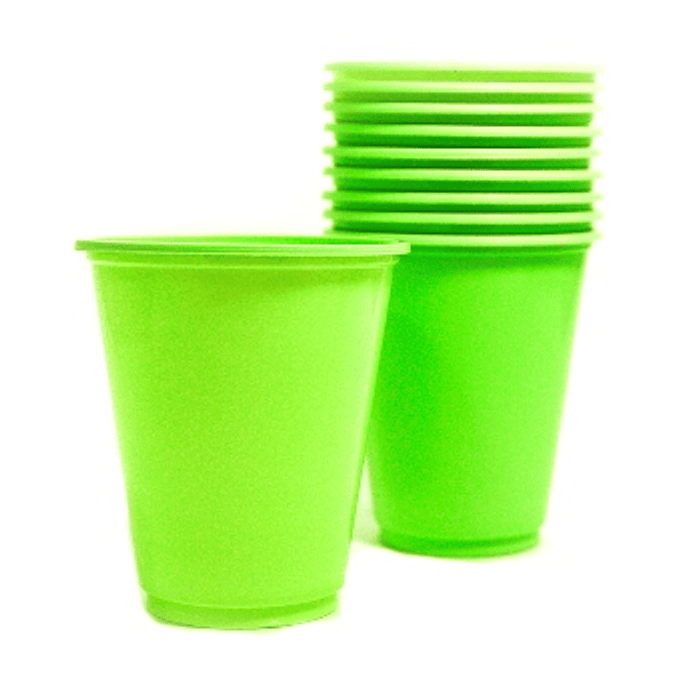 VASOS PLASTICOS GLAM VERDE 10UNID. 230CC