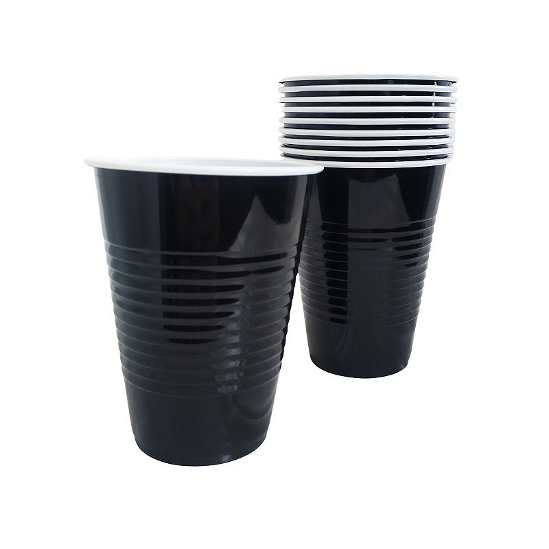 VASOS PLASTICOS GLAM NEGRO 10UNID. 230CC 1
