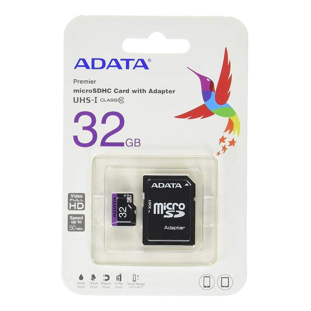 TARJETA DE MEMORIA ADATA MICRO SD 32GB  UHS-I CLASS 10 C/ADAPTADOR 1