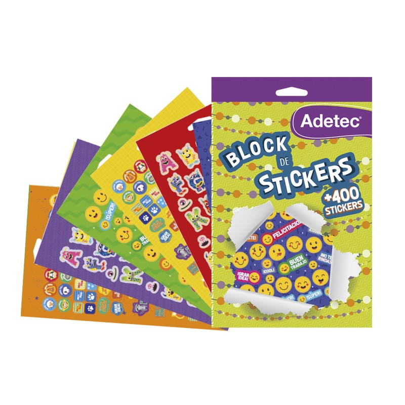 BLOCK DE FIGURAS CON ADHESIVO ADETEC MOTIVACIONAL + 400 STICKERS 1