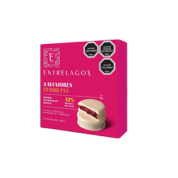 ALFAJOR ARTESANAL ENTRELAGOS CHOCOLATE BLANCO 32% FRAMBUESA X 4 UNID.