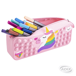 ESTUCHE ESCOLAR ADIX ROSADO UNICORNO DE SILICONA (A503240)