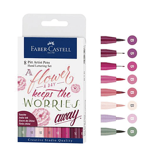 SET ROSAS MARCADORES FABER TINTA CHINA 8 SET COLORES LETTERING