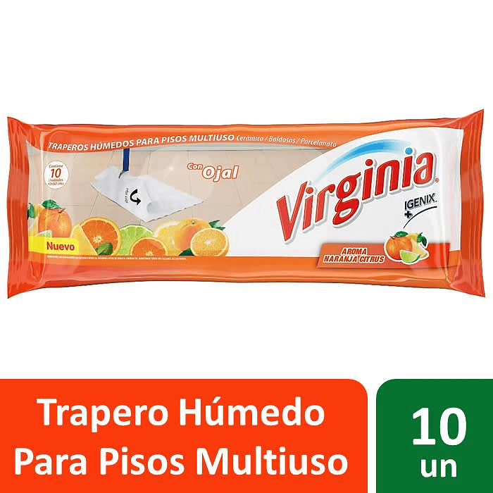 TRAPERO HUMEDO MULTIUSO VIRGINIA NARANJA 10 UNID