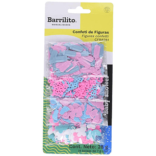 CONFETI PARA MANUALIDADES BARRILITO BABY SHOWER 4 BOLSAS 7 GRS