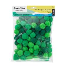 POMPOM BARRILITO GAMA DE VERDES 100 UN 1