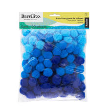 POMPOM BARRILITO GAMA DE CELESTES-AZULES 100 UN 1