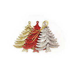 ADORNO NAVIDEÑO ARBOL C/SURTIDOS 3 UNIDADES 14 CMS.