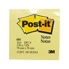 NOTA POST-IT 3M 654 AMARILLA 100 HJS. 1