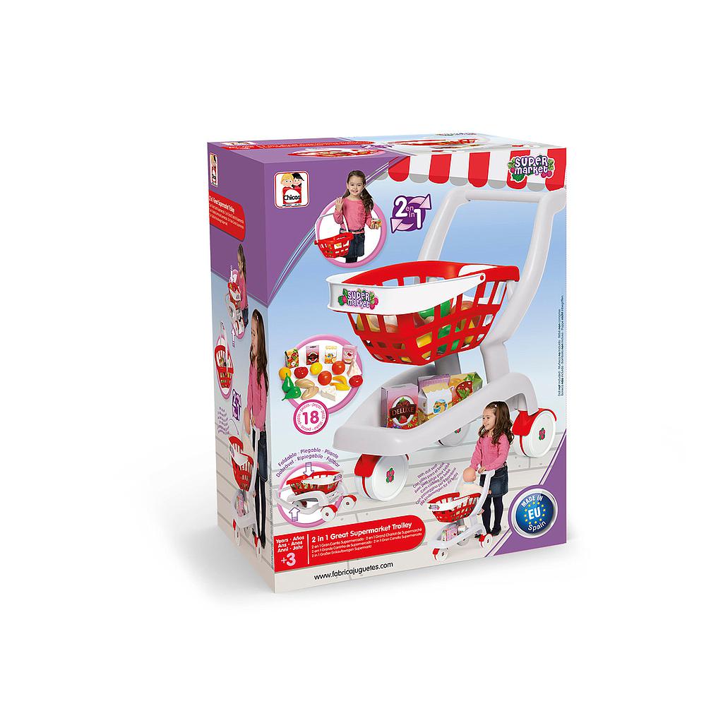 JUEGO CARRITO DE SUPERMERCADO 2 EN 1 18 PZS +3 1