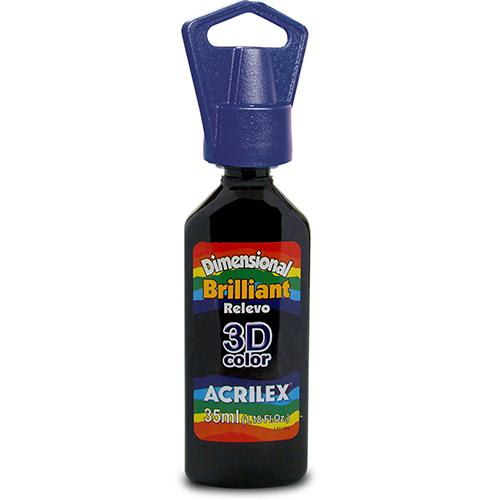 PINTURA DIMENSIONAL METALICA ACRILEX NEGRA 520 35ML. 1