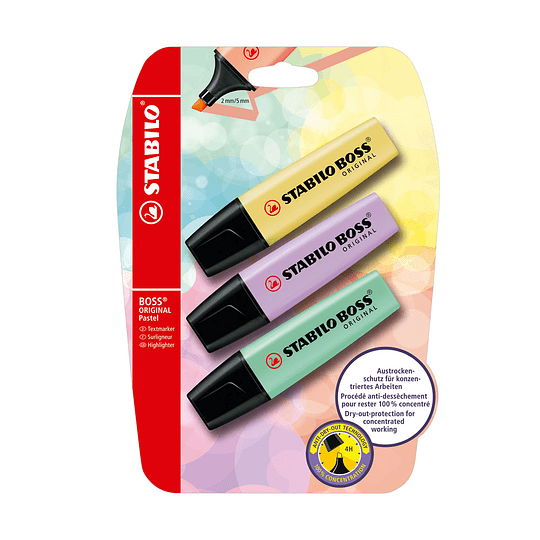 DESTACADORES STABILO BOSS PASTEL  3 UND. 1