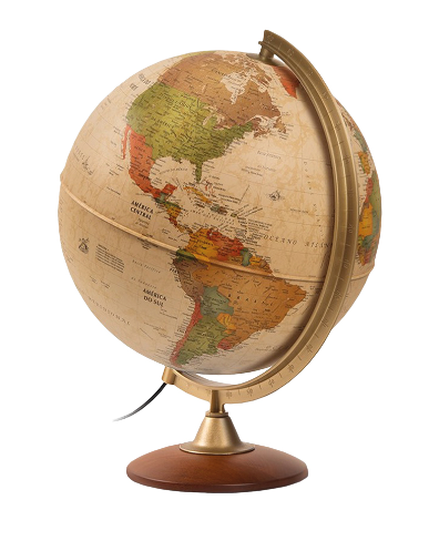 GLOBO TERRAQUEO POLITICO Y FISICO SEPIA MADERA C/LUZ TECNOD.ATLANTIS 30CM 1