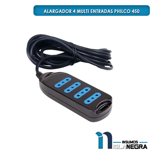ALARGADOR MULTIPLE PHILCO 4 ENCHUFES 5MTS NEGRO 1