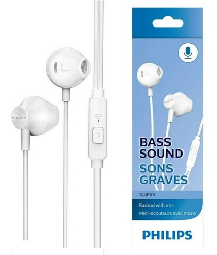 AUDIFONOS PHILIPS TAUE101WT C/MICROFONO BLANCOS 1