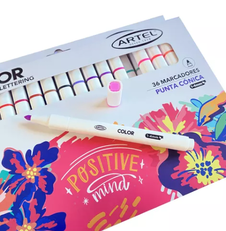 MARCADORES ARTEL LETTERING 36 COLORES PUNTA CÓNICA 1
