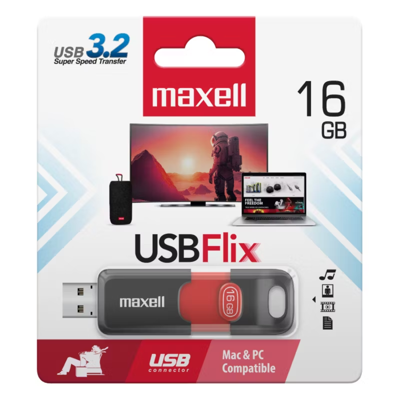 PENDRIVE MAXELL RETRACTIL USB FLIX 3.2 16GB ROJO 1